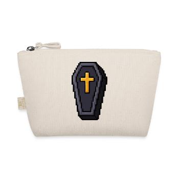 Pixel-Sarg mit goldenem Kreuz - Bio-Täschchen - Natur - Vorne