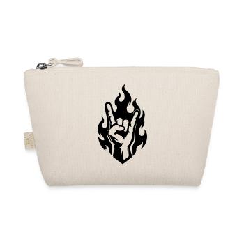 Rock Handzeichen Flammen Symbol Schwarz - Bio-Täschchen - Natur - Vorne