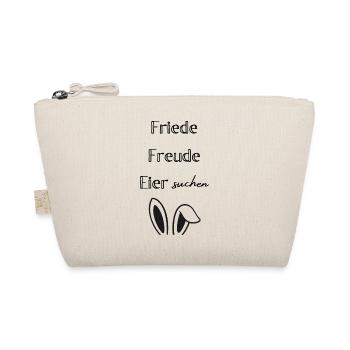 Friede Freude Eier suchen – Lustiger Osterspruch - Bio-Täschchen - Natur - Vorne