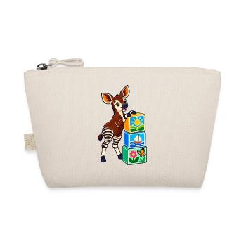 Fröhliches Okapi mit bunten Bilderwürfeln - Bio-Täschchen - Natur - Vorne