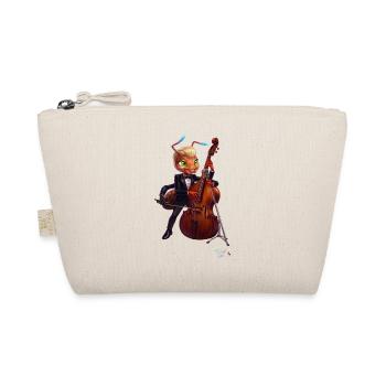 MALÚ Ameise mit Kontrabass | Geschenk für Musiker - Bio-Täschchen - Natur - Vorne