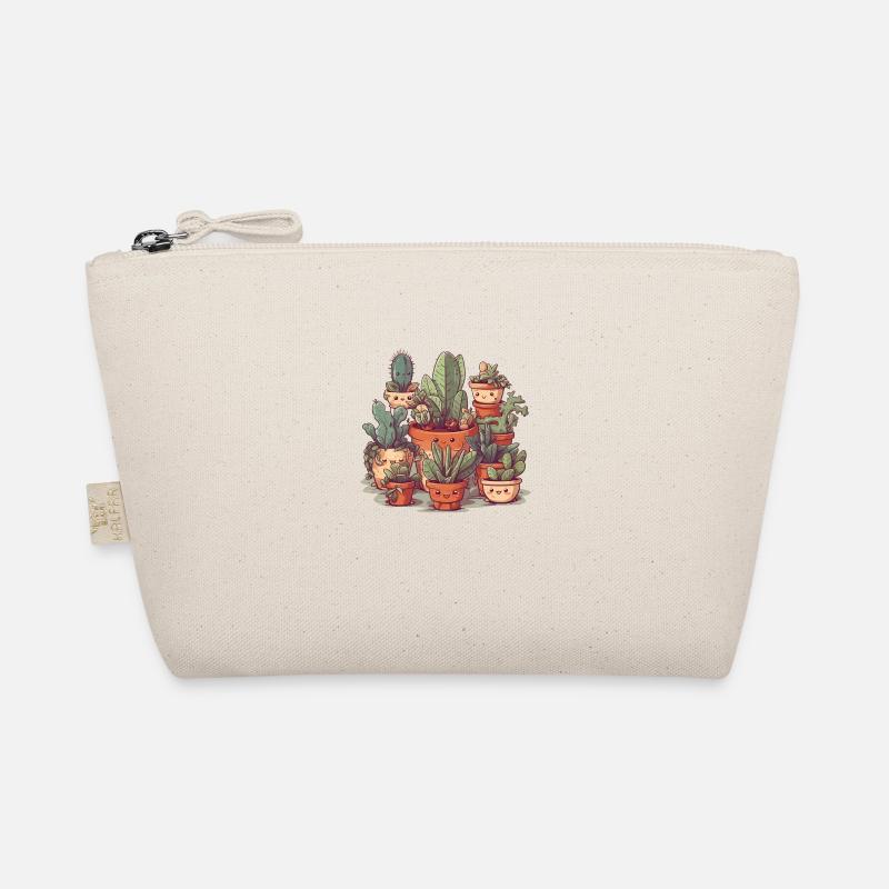 Cute succulents as comic in ceramic pots Organic Pouch