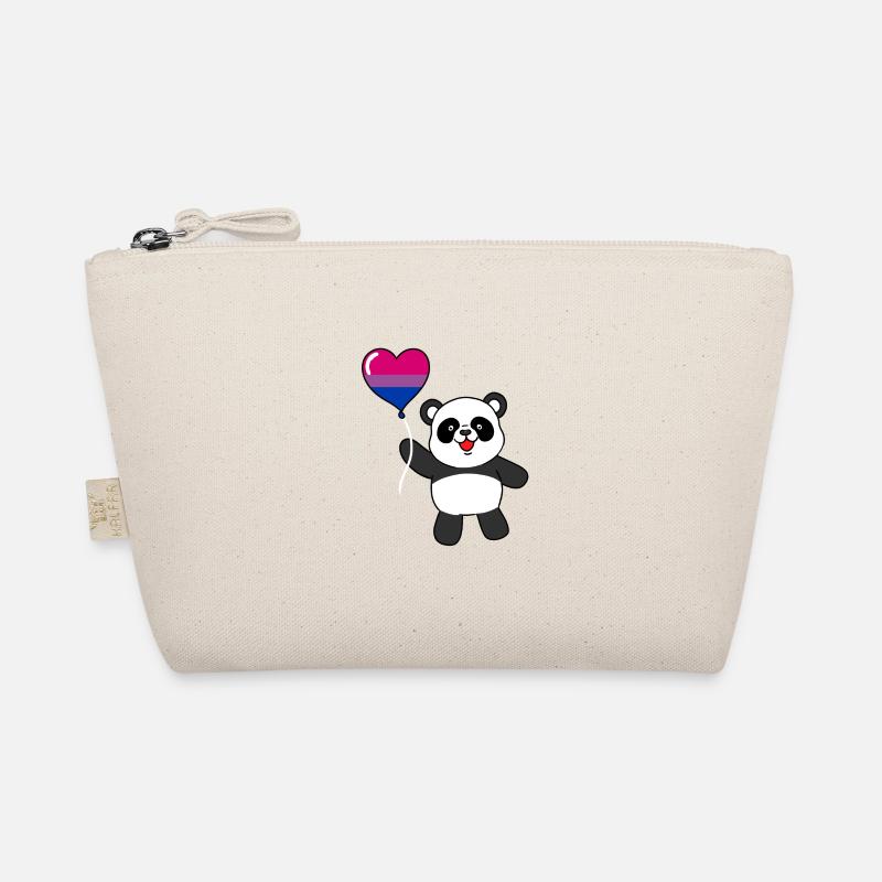 Panda Bisexual Pride Herzballon - Bio-Täschchen - Natur