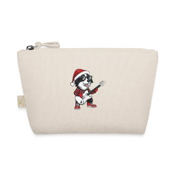 Border Collie Hund Weihnachten Rocker Gitarre - Bio-Täschchen - Natur - Vorne