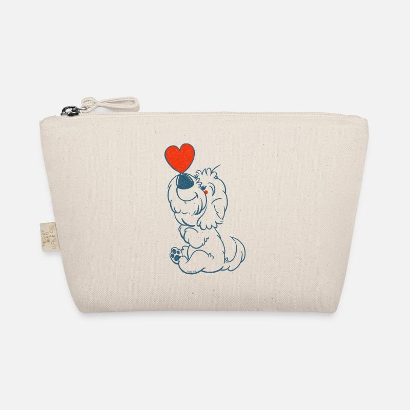 cockapoo Thor with heart in blue line drawing Organic Pouch
