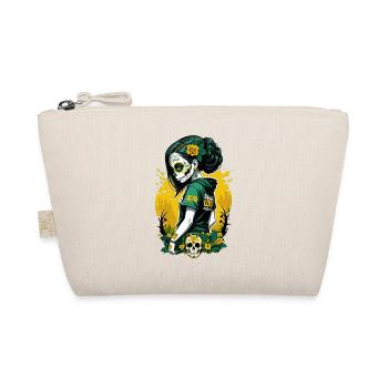 Sugar Skull Girl with Green Hair & Flowered Skull - Organic Pouch - nature - Front