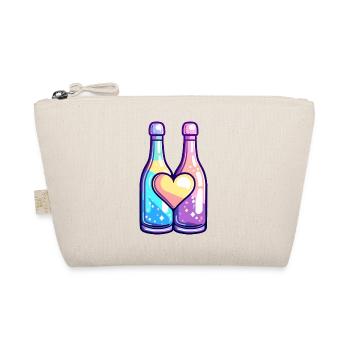 Flasche Paar Party Sekt Liebe Herz Valentinstag - Bio-Täschchen - Natur - Vorne