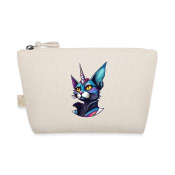 Psychedelic Motif Unicorn Cat - Organic Pouch - nature - Front