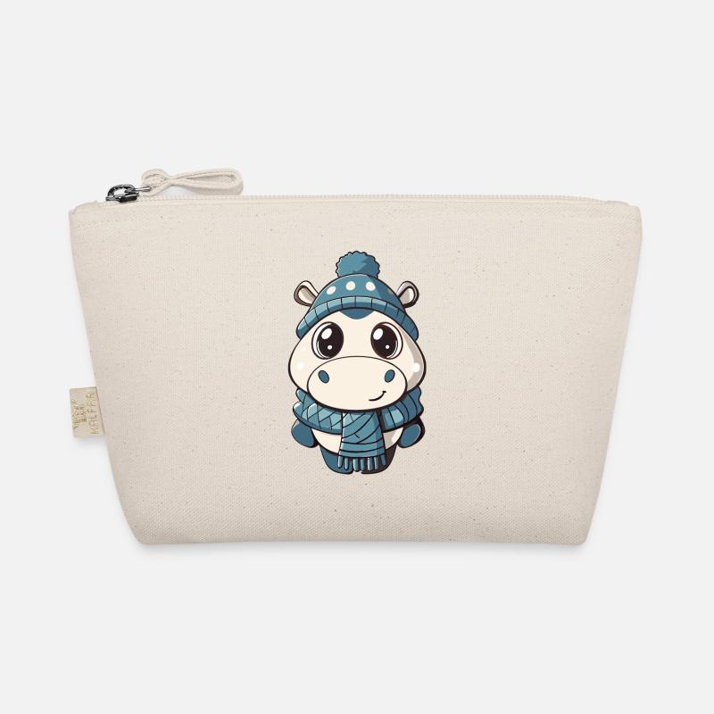 Hippopotame mignon avec écharpe et chapeau à pompon. Trousse biologique