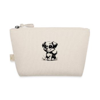 Small Dog Stroke Drawing with Big Eyes - Organic Pouch - nature - Front