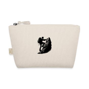 Man climbing on mountain top rocks - Organic Pouch - nature - Front