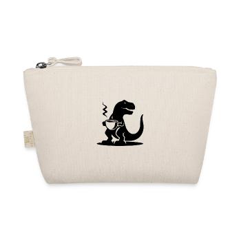 Böser Koffein Dinosaurier T-Rex mit Kaffeetasse - Bio-Täschchen - Natur - Vorne