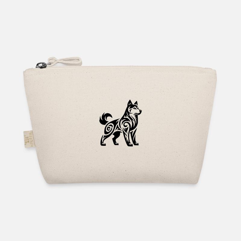 Wolf with Tribal Pattern Mystic Husky Dog Organic Pouch