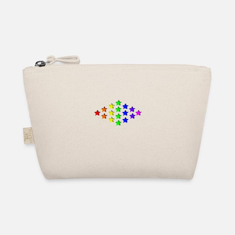 Sterne bunt Regenbogen Geschenkidee - Bio-Täschchen - Natur