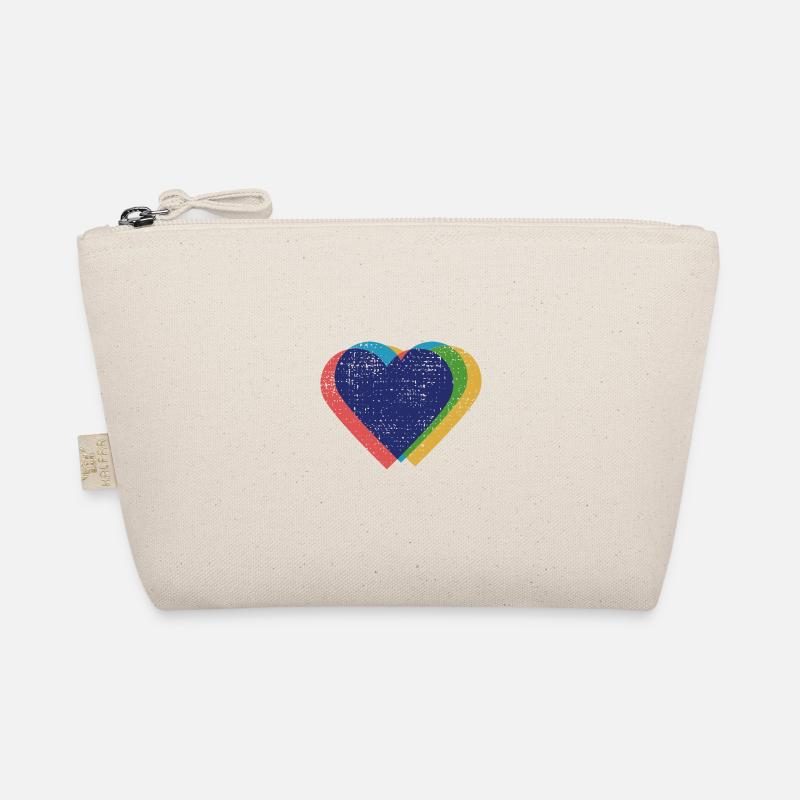 Hearts Colorful Risograph Organic Pouch