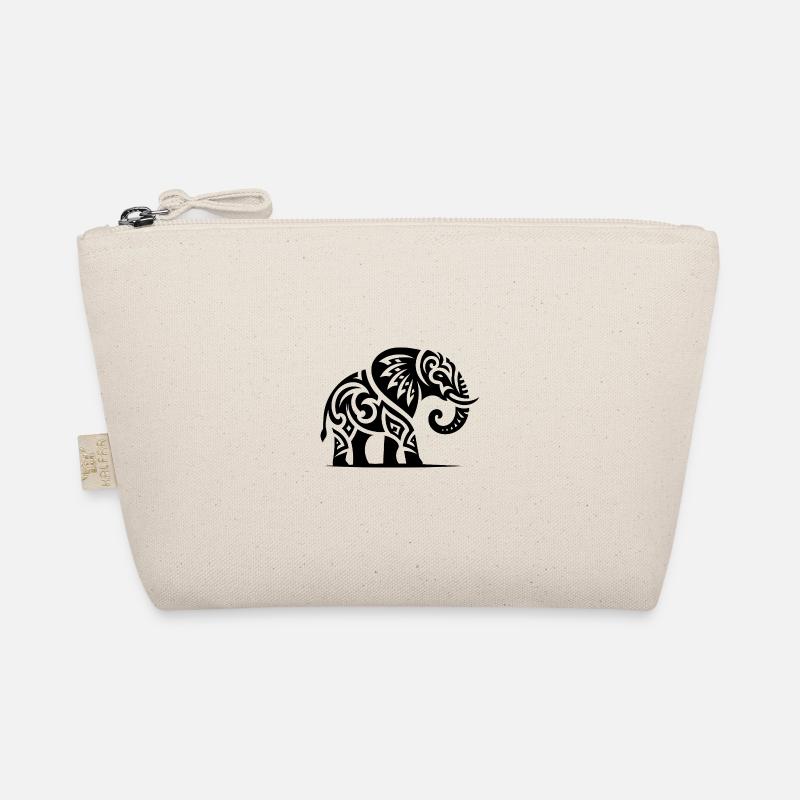Eleganter Tattoo Elefant mit großen Stoßzähnen Bio-Täschchen