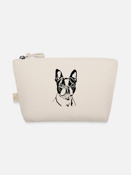 BOSTON TERRIER Portrait Hunde Wilsigns - Bio-Täschchen - Natur