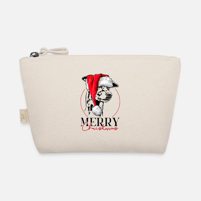 Santa GREYHOUND Merry Christmas Windhunde Wilsigns - Bio-Täschchen - Natur