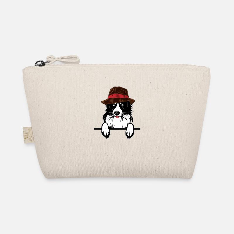 Hütehund Border Collie Hund mit Hut Geschenkidee - Bio-Täschchen - Natur