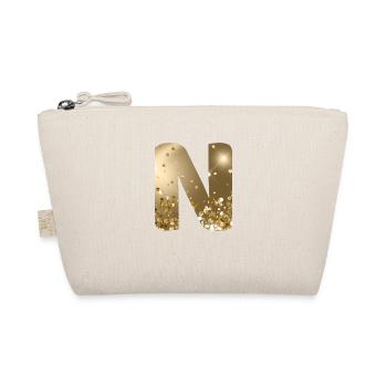 Customizable Monogram N Gold Glitter - Organic Pouch - nature - Front