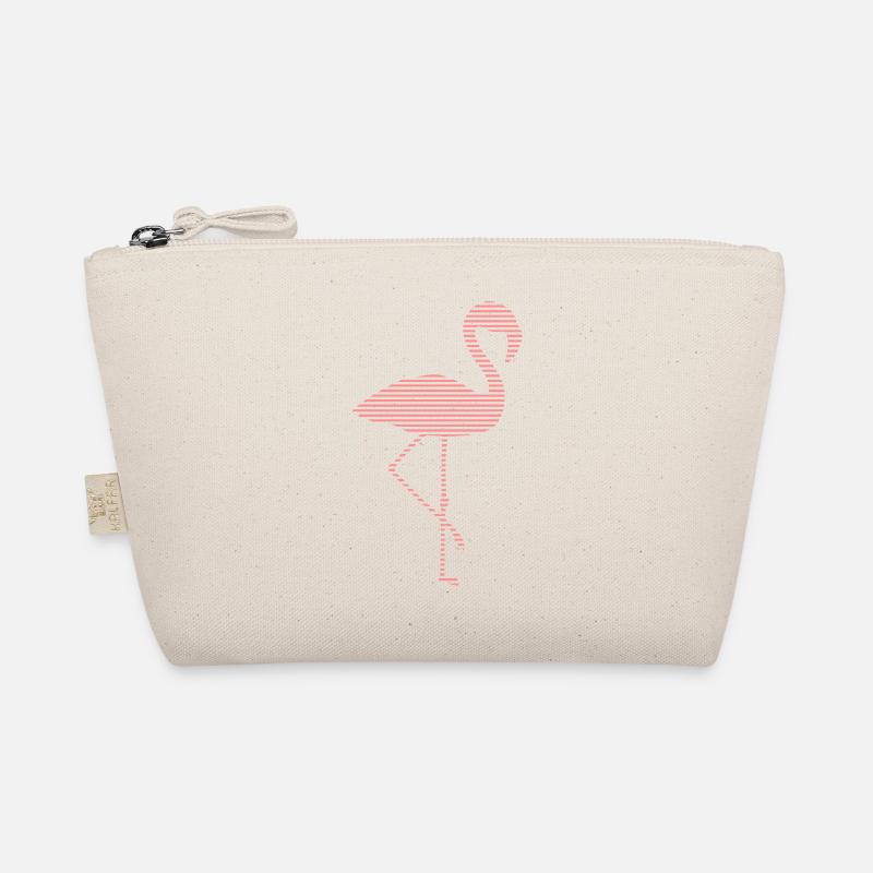 stripes lines pattern silhouette outline flamingo Organic Pouch