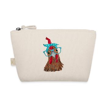 Huhn mit Bandana Stirnband und Brille niedlich - Bio-Täschchen - Natur - Vorne
