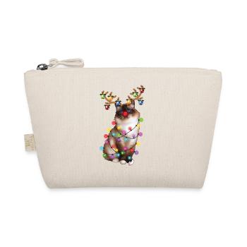 Christmas Birman Cat - Funny Reindeer Xmas Kitty - Organic Pouch - nature - Front