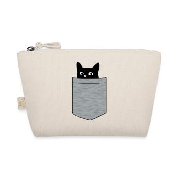 Chaton noir dans la poche poitrine - Trousse biologique - nature - Devant