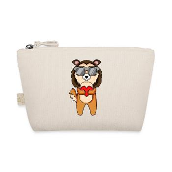 Schäferhund mit Sonnenbrille und Herz - Bio-Täschchen - Natur - Vorne