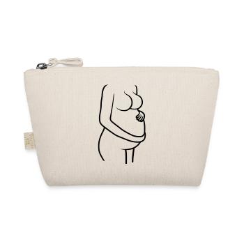 Pregnant woman holds belly - Organic Pouch - nature - Front