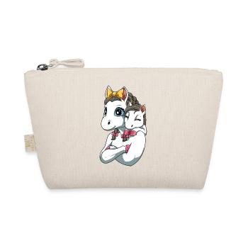 Liebevolles Einhorn mit Einhorn Kind für Einhorn - Bio-Täschchen - Natur - Vorne
