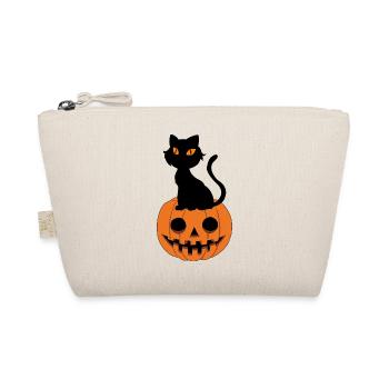 Cute Halloween pumpkin with cat, hangover - Organic Pouch - nature - Front