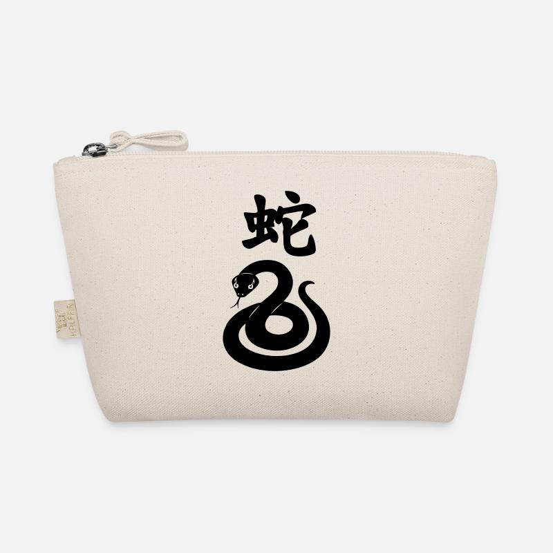 Schlange mit chinesischem Schriftzeichen und Schlangenbild Bio-Täschchen