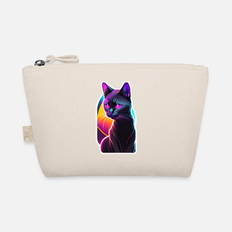 Black cat and neon effect Organic Pouch