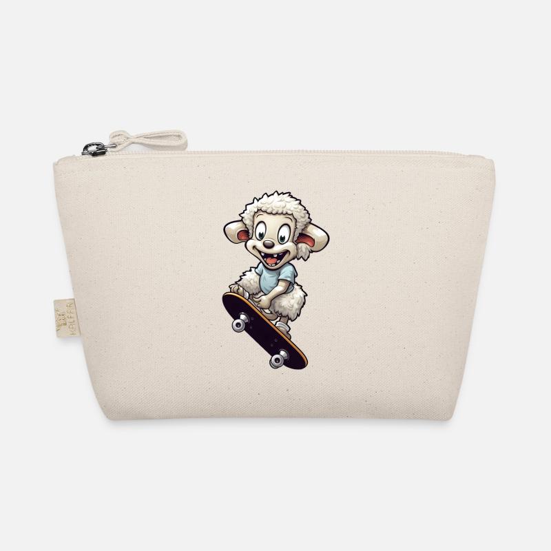 Sheep on skateboard boarding Organic Pouch