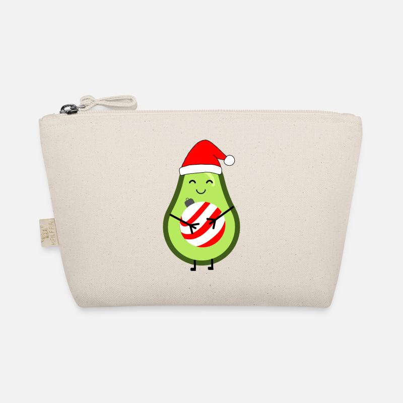 Liebevolle Avocado mit Weihnachtskugel - Bio-Täschchen - Natur