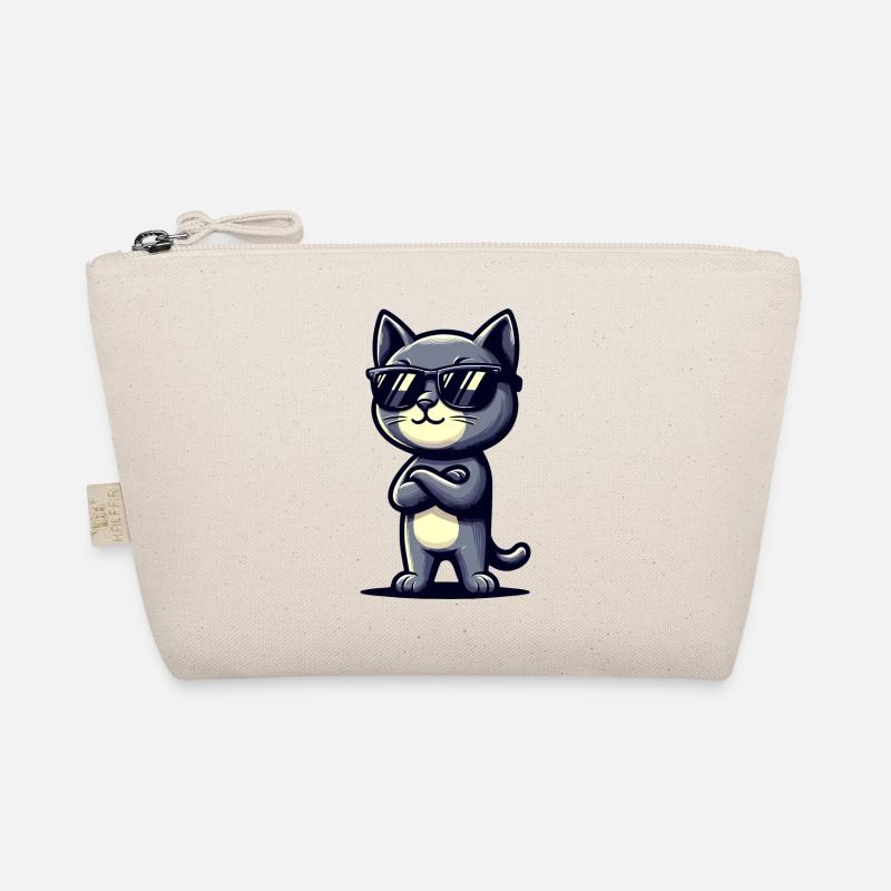 Design de chat cool avec des lunettes de soleil Trousse biologique