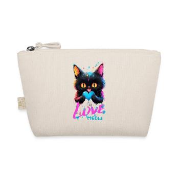 Chat cute - coulures multicolores love - Trousse biologique - nature - Devant