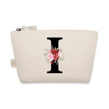 Red Floral Letter I - Organic Pouch - nature - Front