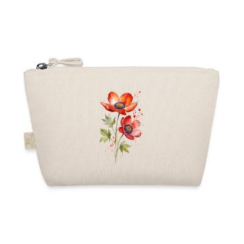 Fiery Elegance: A Red Anemone Blooms in Watercolor - Organic Pouch - nature - Front