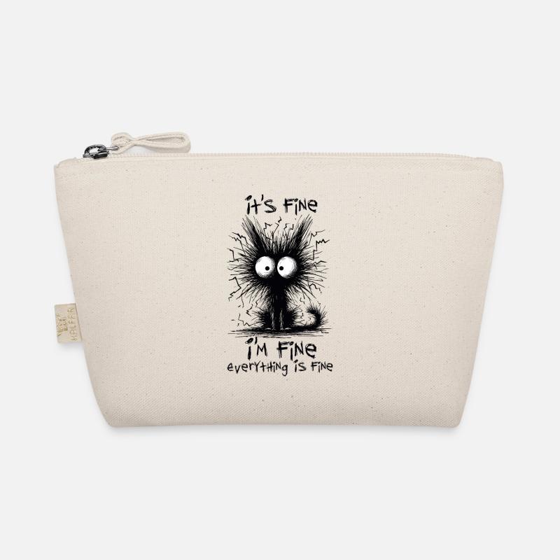 Black Cat It's Fine I'm Fine Everything Is Fine - Organic Pouch - nature