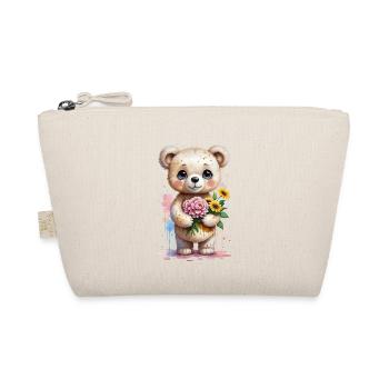 Kawaii Teddy Bear with Flowers - Adorable Watercol - Organic Pouch - nature - Front