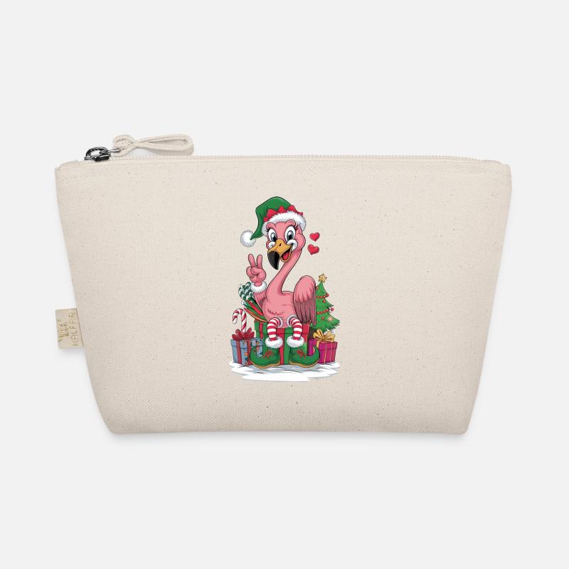 Flamingo Elfe Weihnachten Friedenshand - Bio-Täschchen - Natur