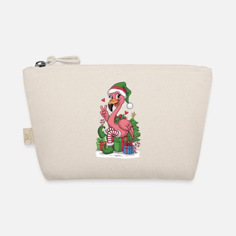 Flamingo Elfe Weihnachten Friedenshand Bio-Täschchen