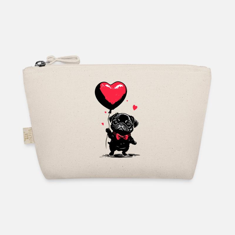 Mops mit Herz Luftballon - Heartful Creatures Bio-Täschchen