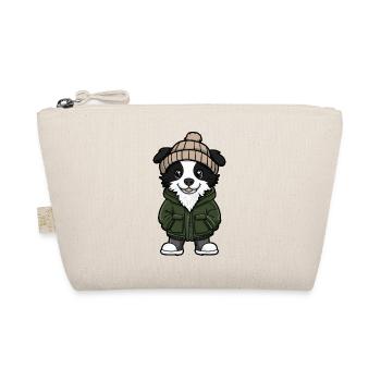 Border Collie Hund Cartoon - Bio-Täschchen - Natur - Vorne