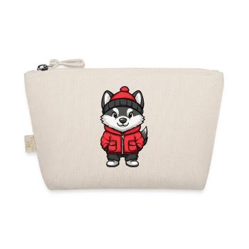 Husky Hund Cartoon - Bio-Täschchen - Natur - Vorne