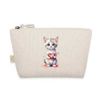 Purrfect Love - Katze mit Herz Aquarell - Bio-Täschchen - Natur - Vorne