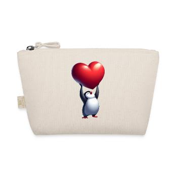 Pingouin amoureux Coeur Saint-Valentin - Trousse biologique - nature - Devant