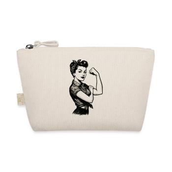 Strength Strong Woman Rockabilly Style Gift - Organic Pouch - nature - Front
